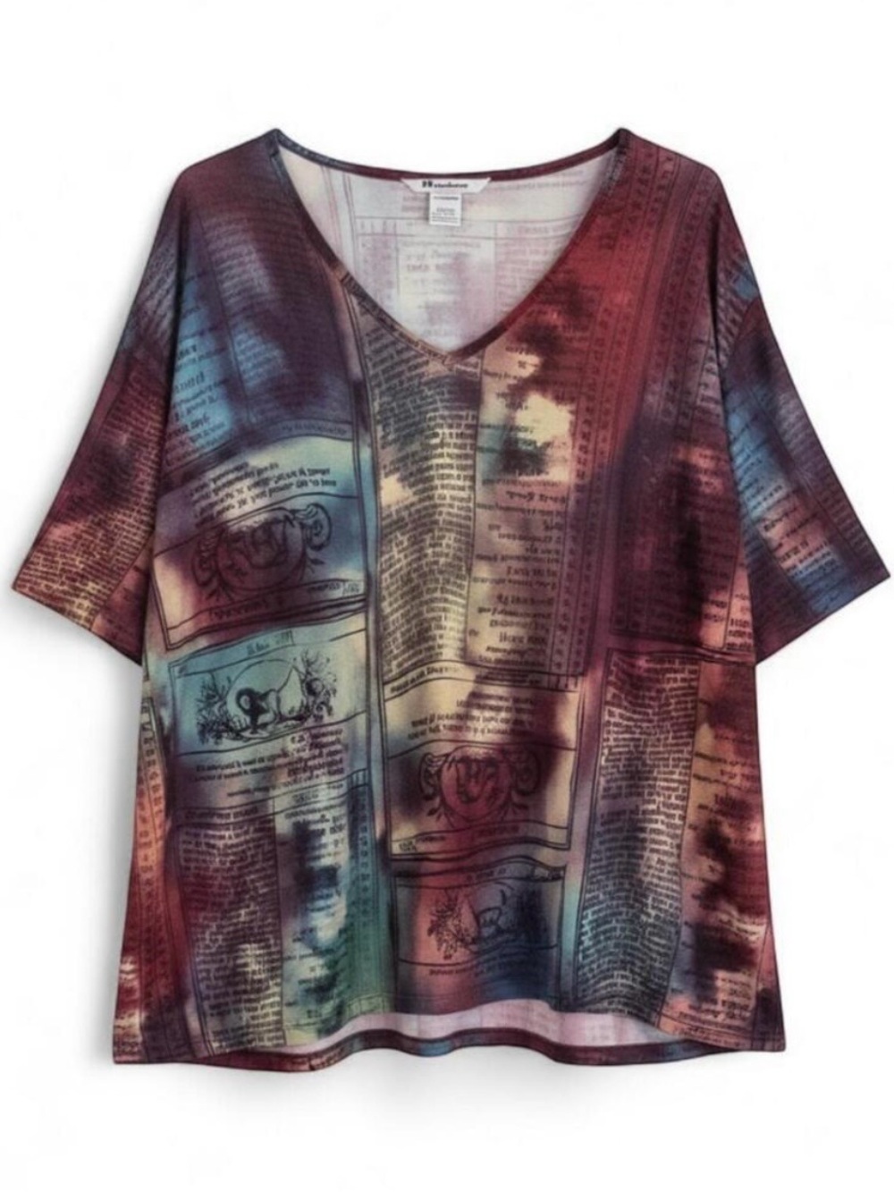Nygard Red Art Print Horoscope Blouse Top Women 2X Plus Size